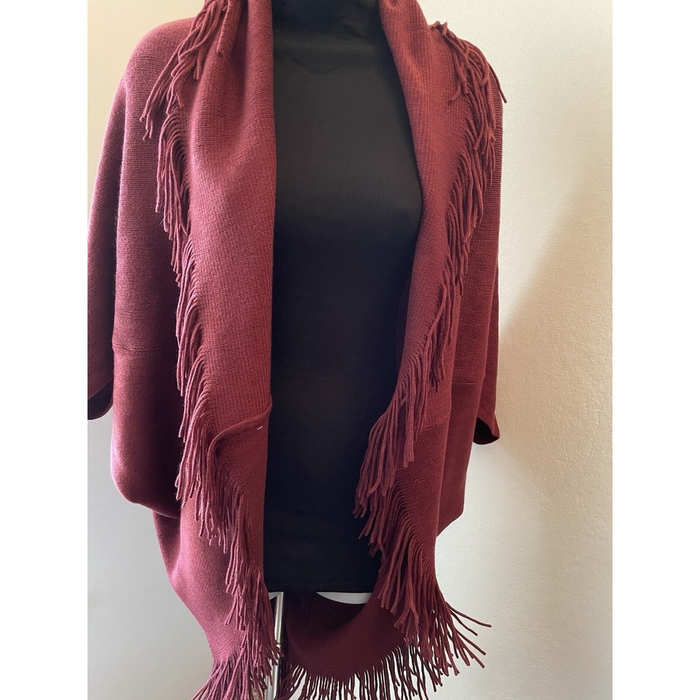 Layers by Lizden Marvelush Shrug‎ with Cable Detail NWOT Wine QVC One size Missy